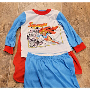 Rare Vintage Super Girl Pajamas Bates-Jama WITH CAPE 1984 Size 6 Supergirl